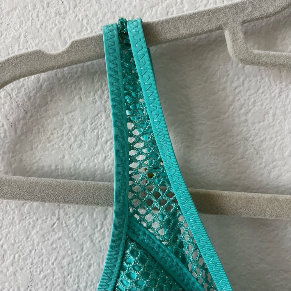 NWT Becca Network Metallic Mesh One Piece Swimsuit Bermuda Teal XS - Picture 8 of 15